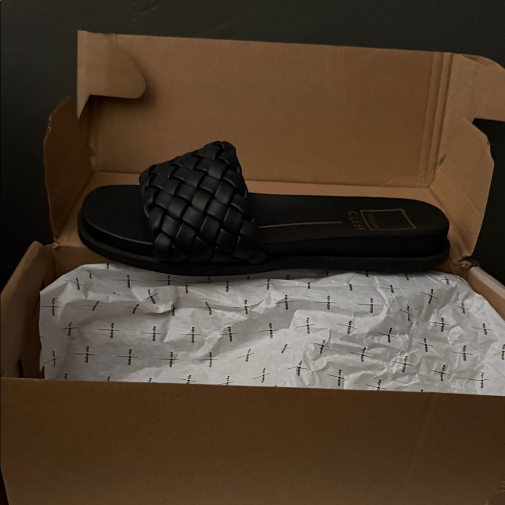 Dolce Vita Black Woven Slides